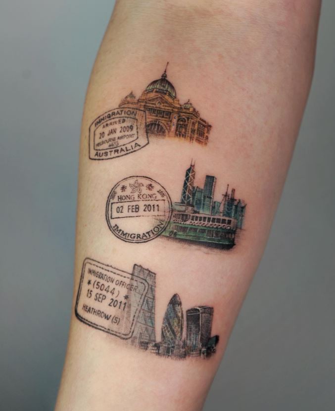 Tatouage Voyage Destinations Tamponnées 