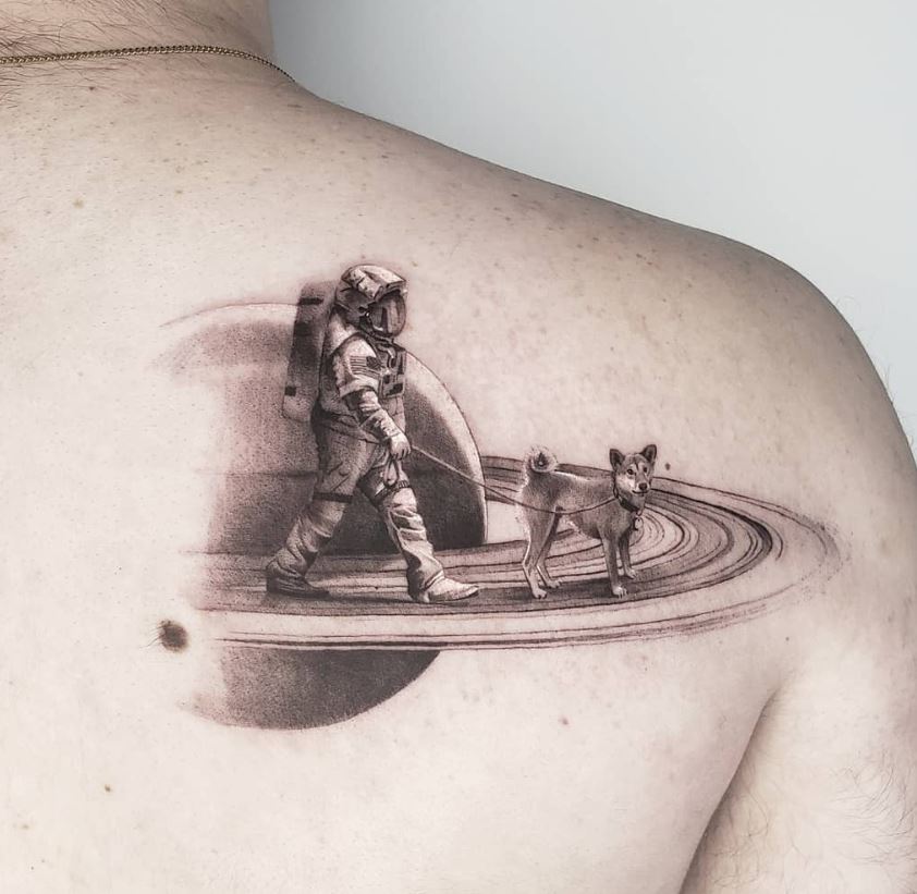 Tatouage Chien Et Astronaute 