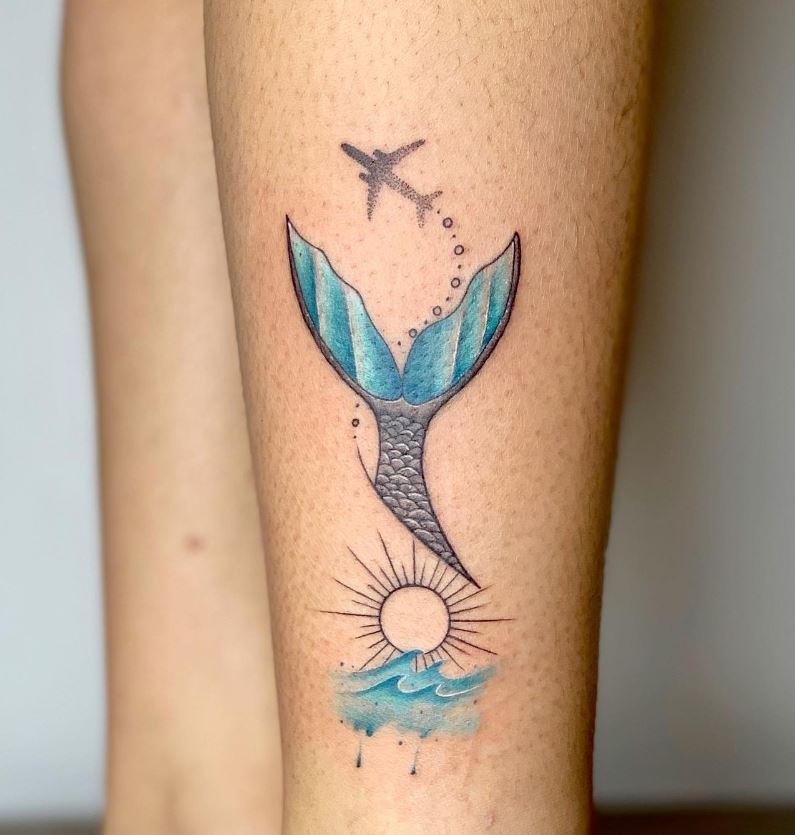 Tatouage Voyage En Avion Pour Des Vacances à La Mer 