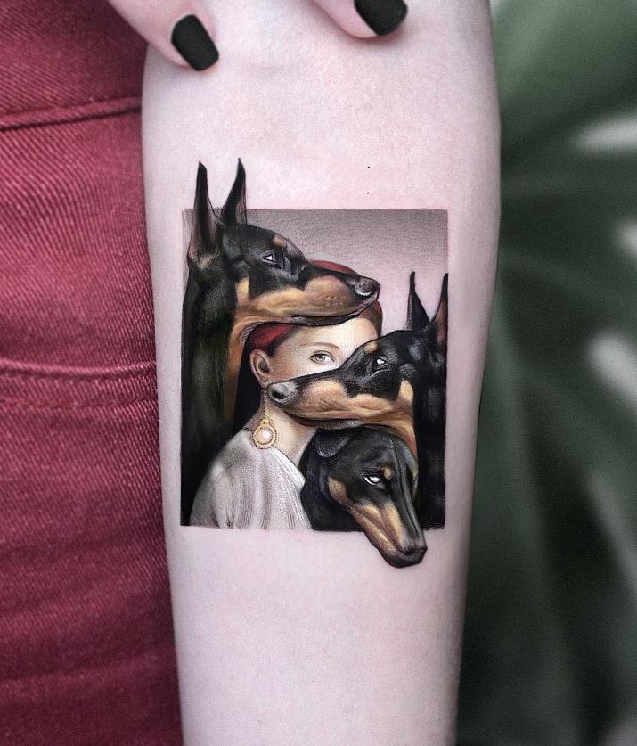 Tatouage Trio De Chien Et Femme D'aykut Aydoğdu 