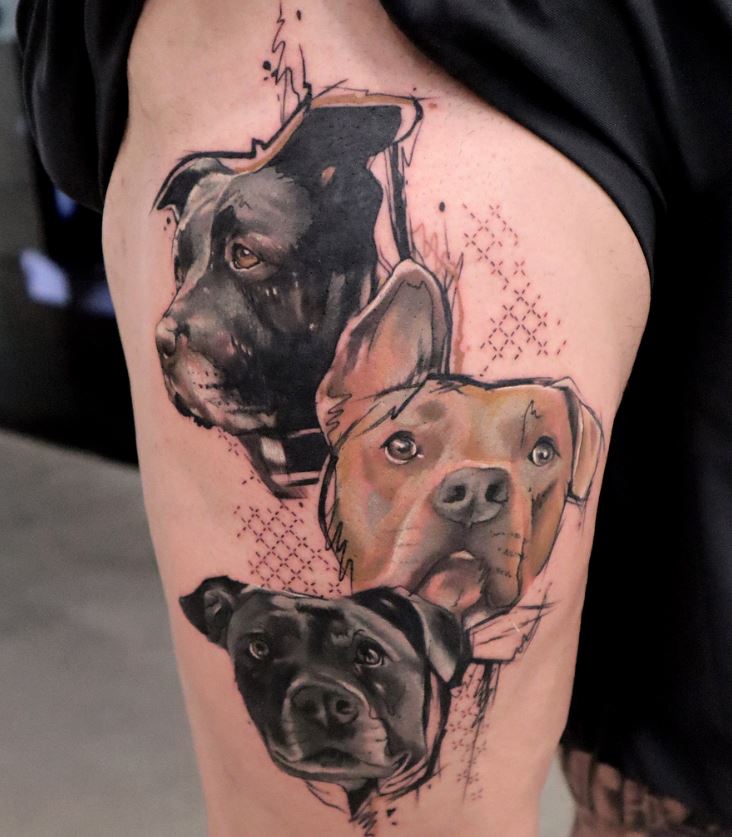 Tatouage Trio Tête De Chien 