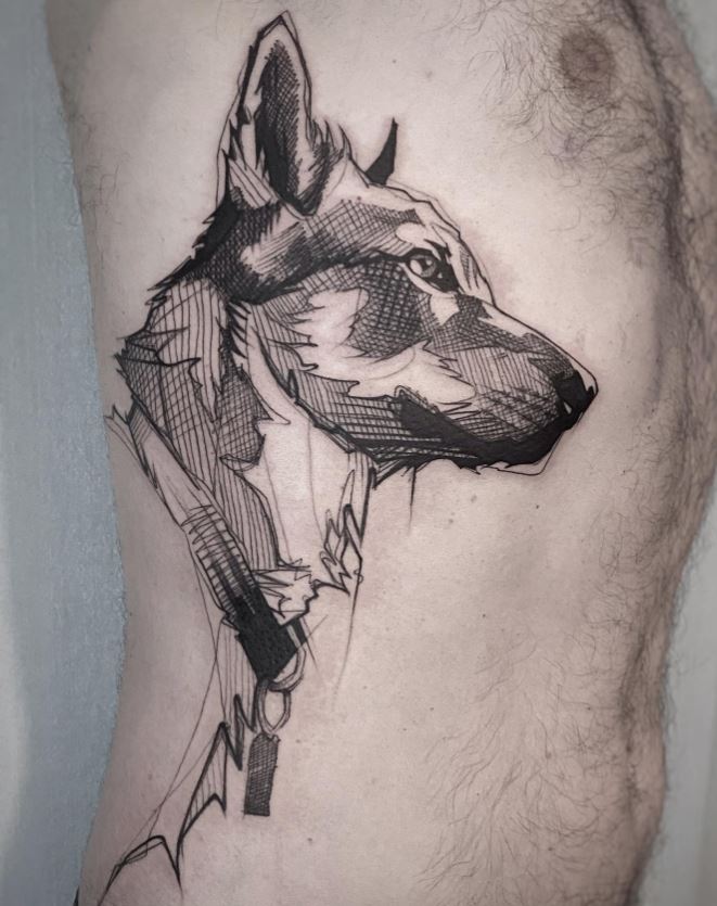 Tatouage Chien Profil Graphique De Berger Allemand 