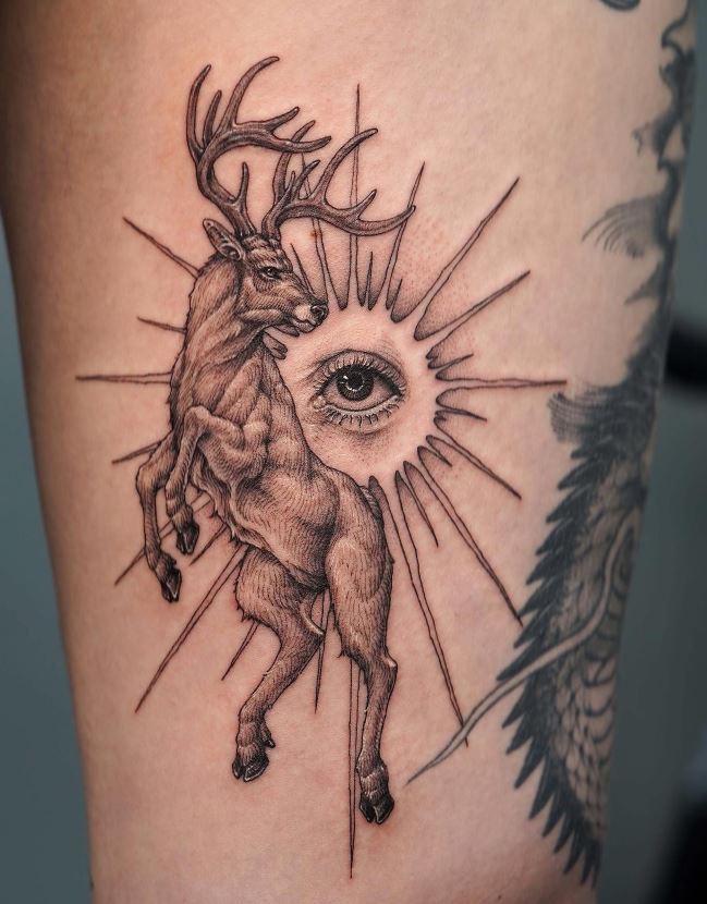 Tatouage Cerf Et œil 