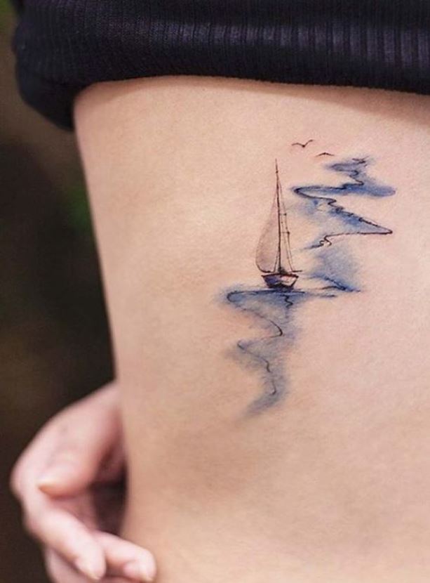 Tatouage Voyage Bateau Et Oiseaux 