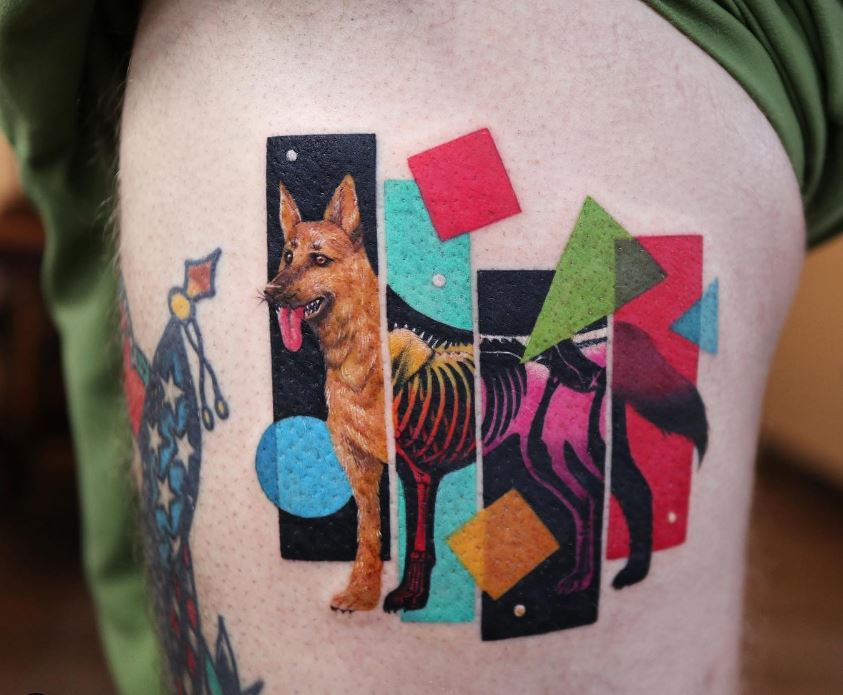 Tatouage Chien Collage De Berger Allemand 