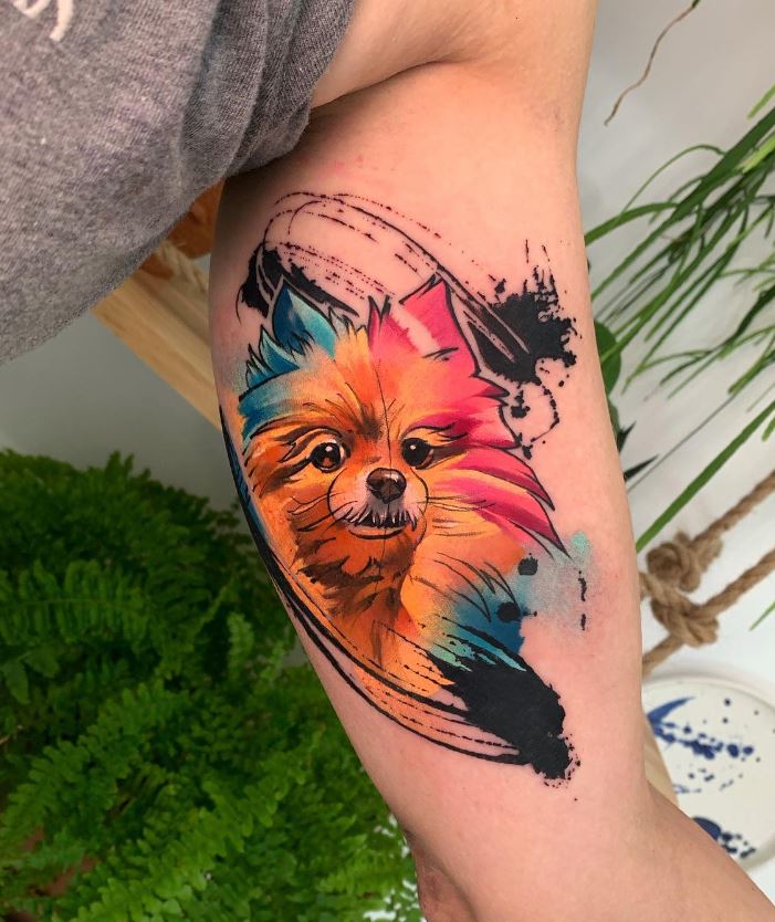 Tatouage Tête De Chien En Aquarelle 