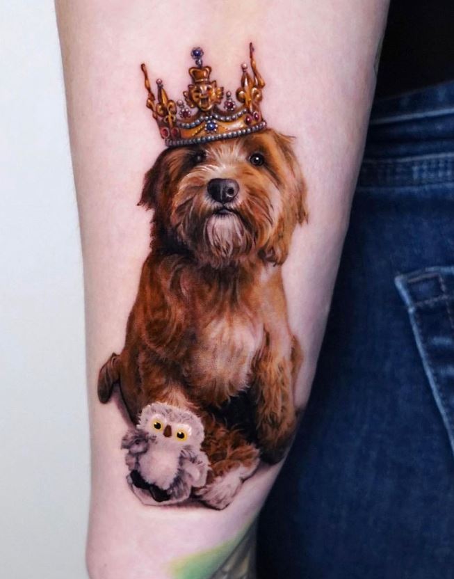 Tatouage Chien à Couronne 