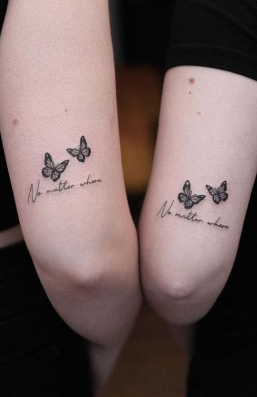 Tatouage Mère Fille Duo De Papillon Et Lettrage 