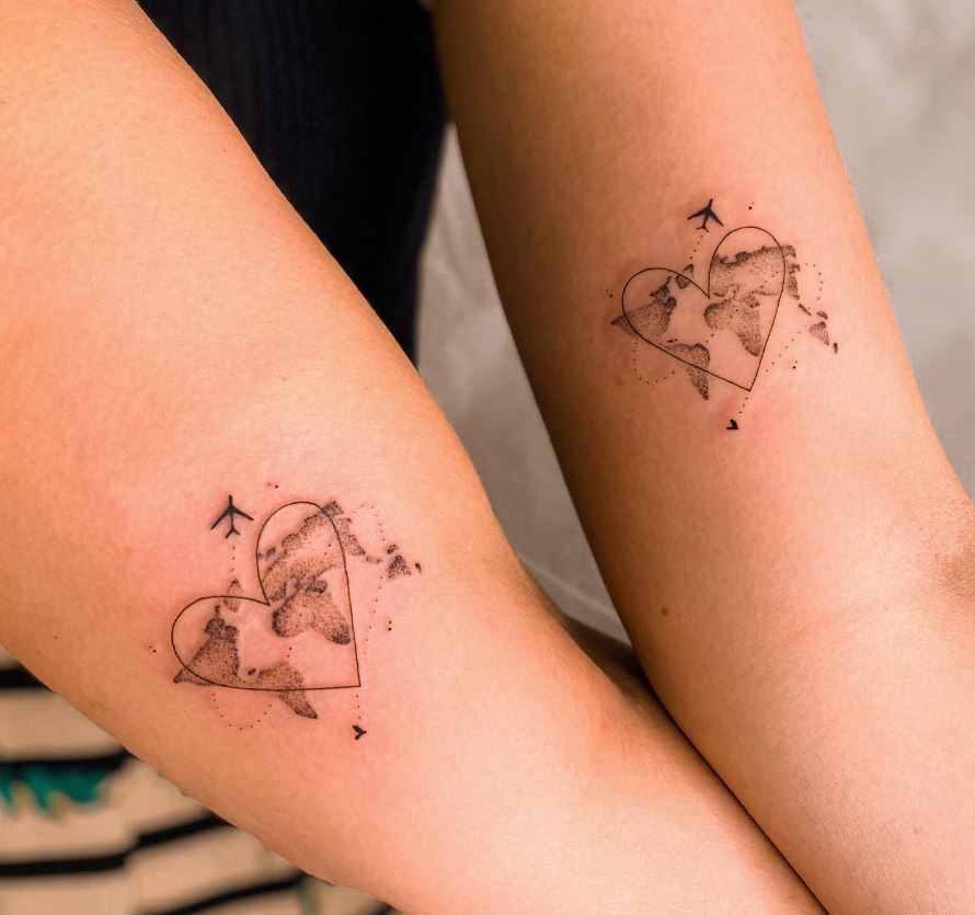 Tatouage Cœur Pour Mère Et Fille Voyageuses 