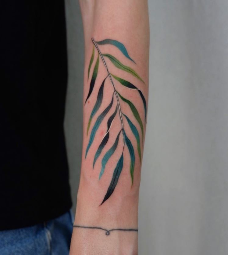 Tatouage Feuilles De Saule Pour Homme Sur L'avant Bras 