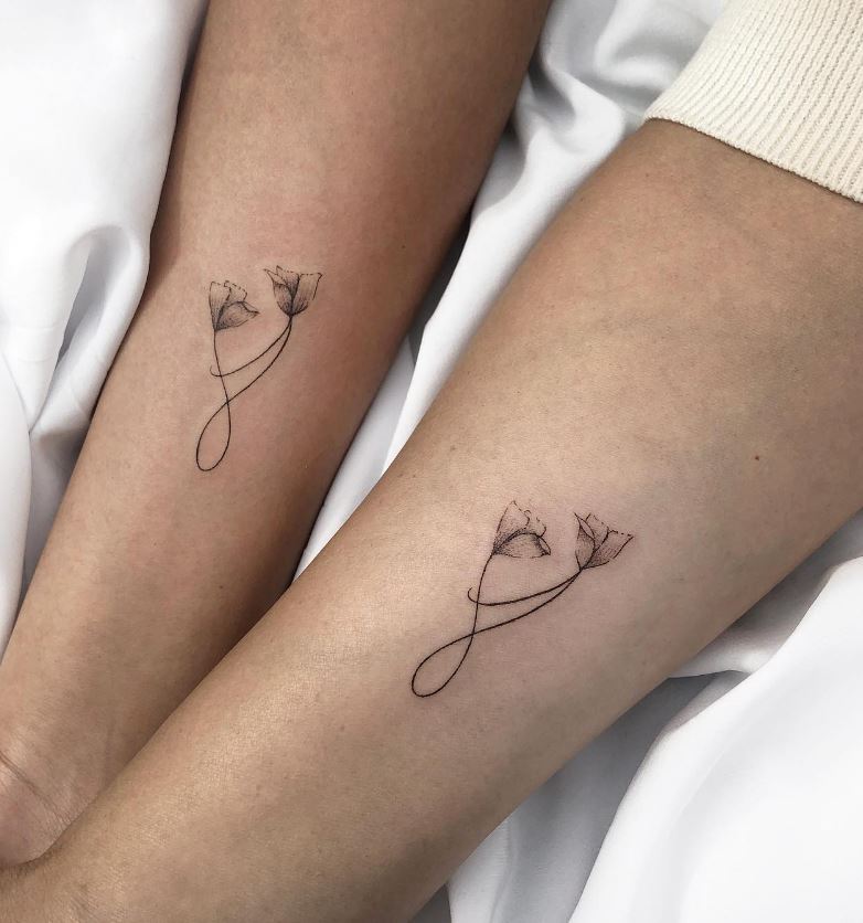 Tatouage Mère Fille Duo De Fleur 