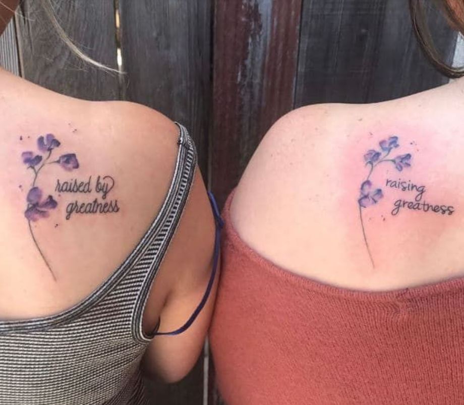 Tatouage Mère Fille Fleurs Et Messages 