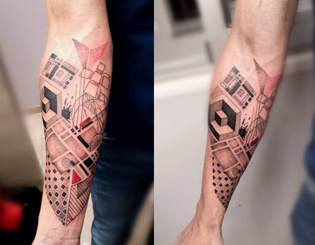 Tatouage Graphique Et Géométrique Pour Homme Sur L'avant Bras 