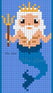 Pixel Art Roi Triton Facile 