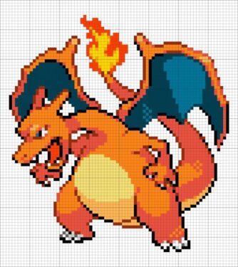 Pixel Art Dracaufeu Détaillé 