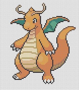 Pixel Art Dracolosse Détaillé 