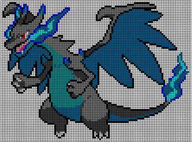 Pixel Art Méga Dracaufeu Détaillé 