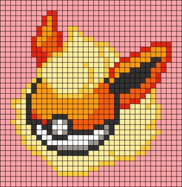 Pixel Art Pokeball Feu 