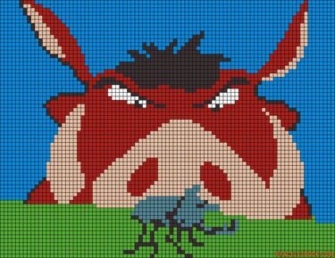 Pixel Art Pumba Et Insecte 