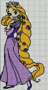 Pixel Art Raiponce Détaillé 