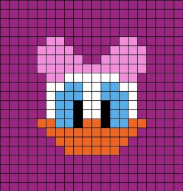 Pixel Art Daisy Duck Facile 