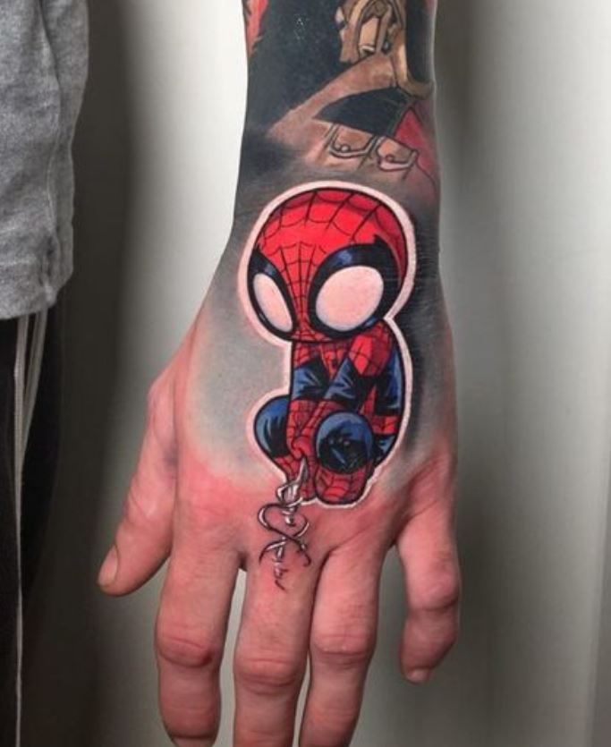 Tatouage Spider Man Sur Main Homme 