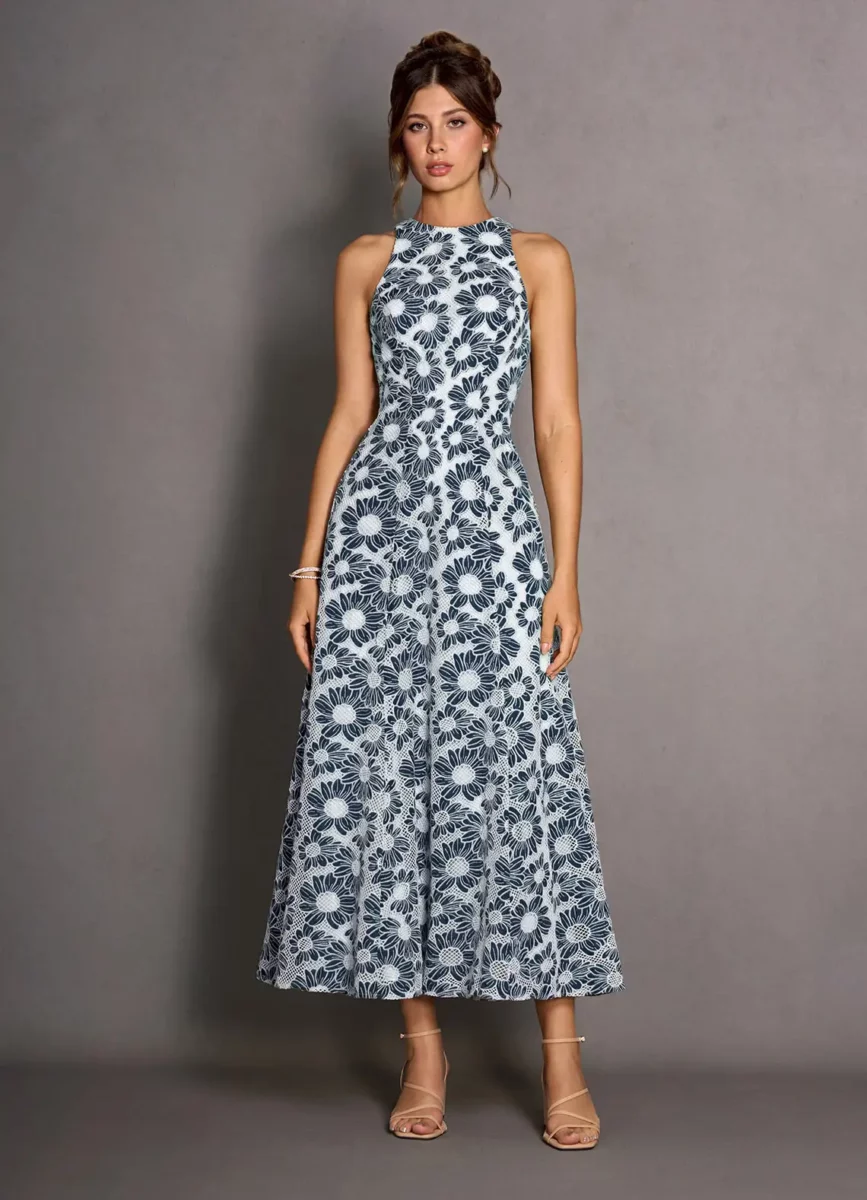 Robe Longue Bleu Marine Et Blanc Selira