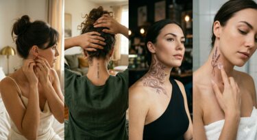 Tatouage au cou femme