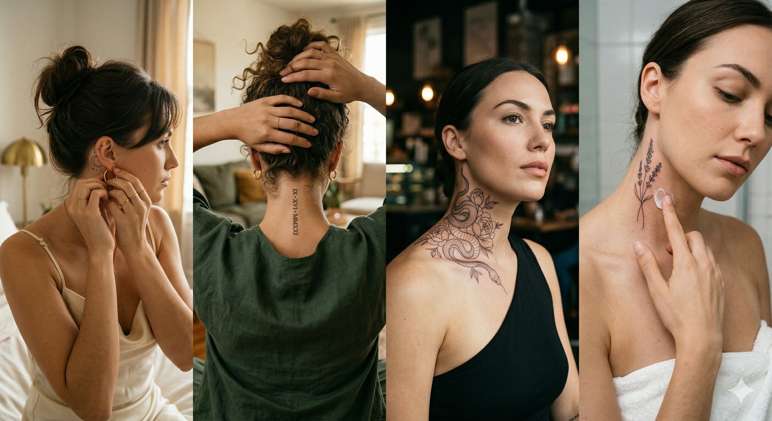 Tatouage au cou femme